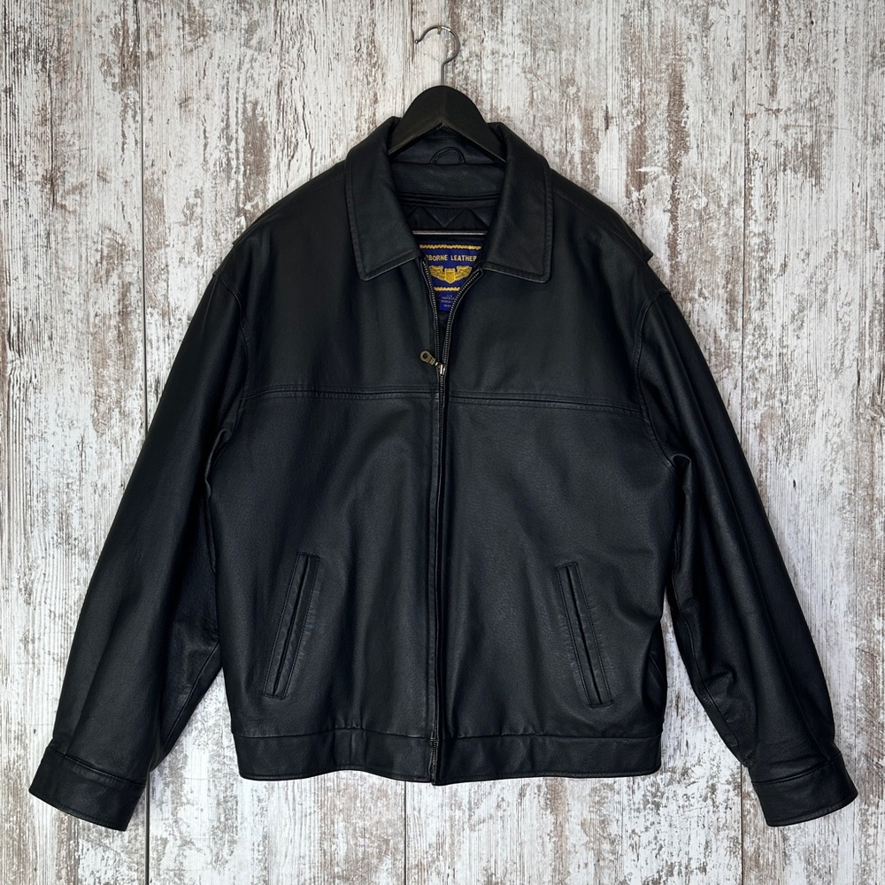 Airborne Leather Leather Bomber Jacket Sz L/G